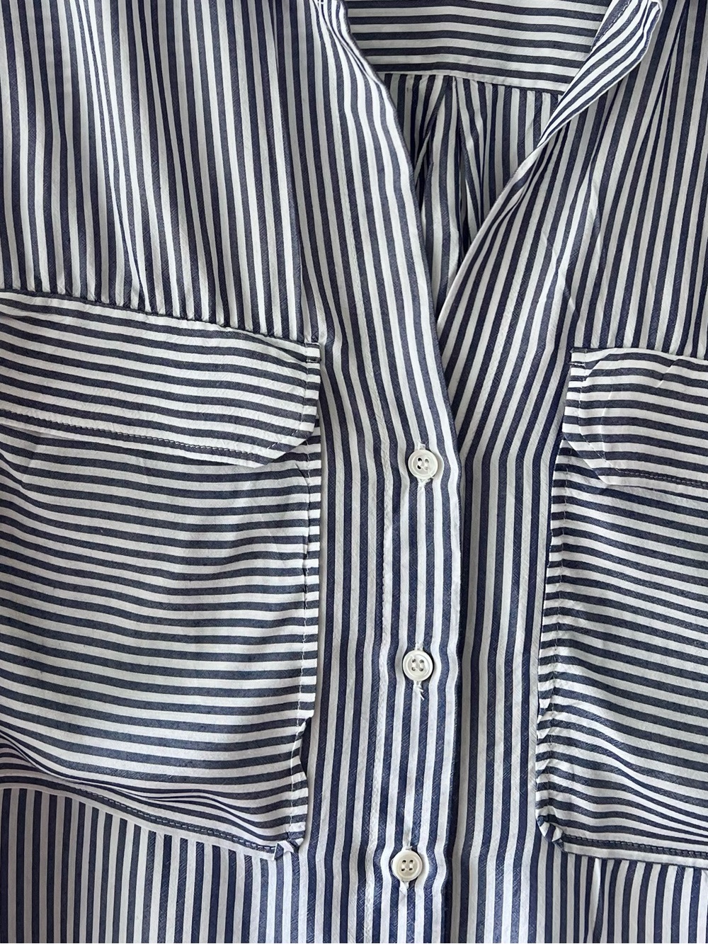 Zara Woman Navy and White Striped Shirt - Picture 6 of 6